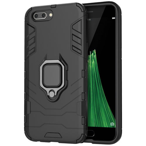 Slim Armour Tough Shockproof Case / Finger Ring Holder for Oppo R11 - Black